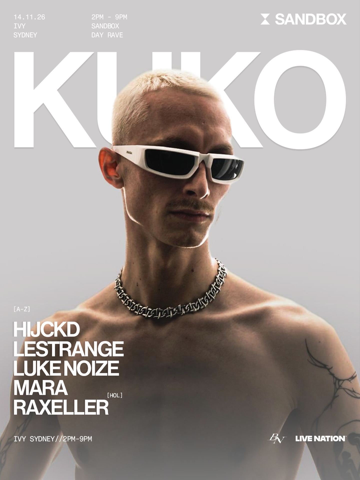 Sandbox Day Rave featuring KUKO, 14 November 2026 at Ivy Sydney