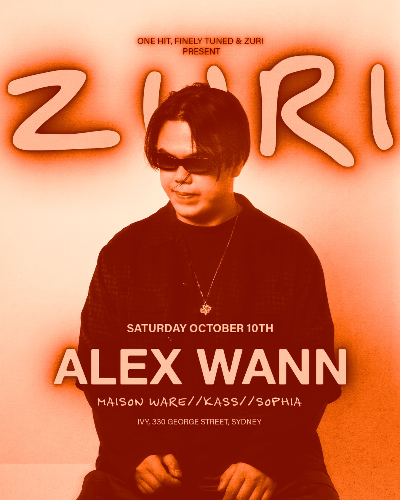 ZURI presents Alex Wann (France) with Maison Ware, Kass and Sophia at Ivy, 330 George Street, Sydney, Saturday 10 October 2026